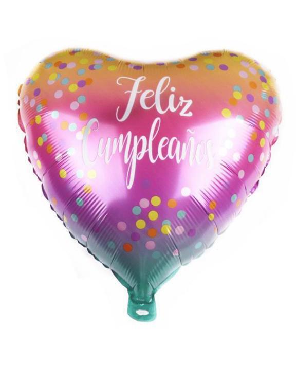 Globo Feliz Cumpleaños | Heart Shape Colorful - FLOVERS